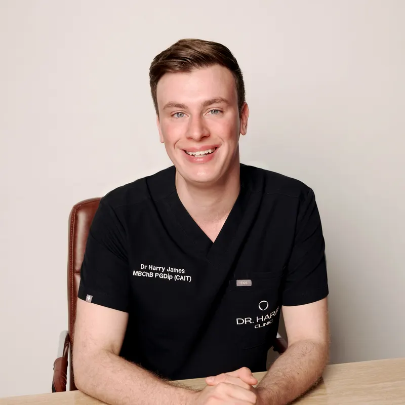 Dr Harry James at the consultation desk