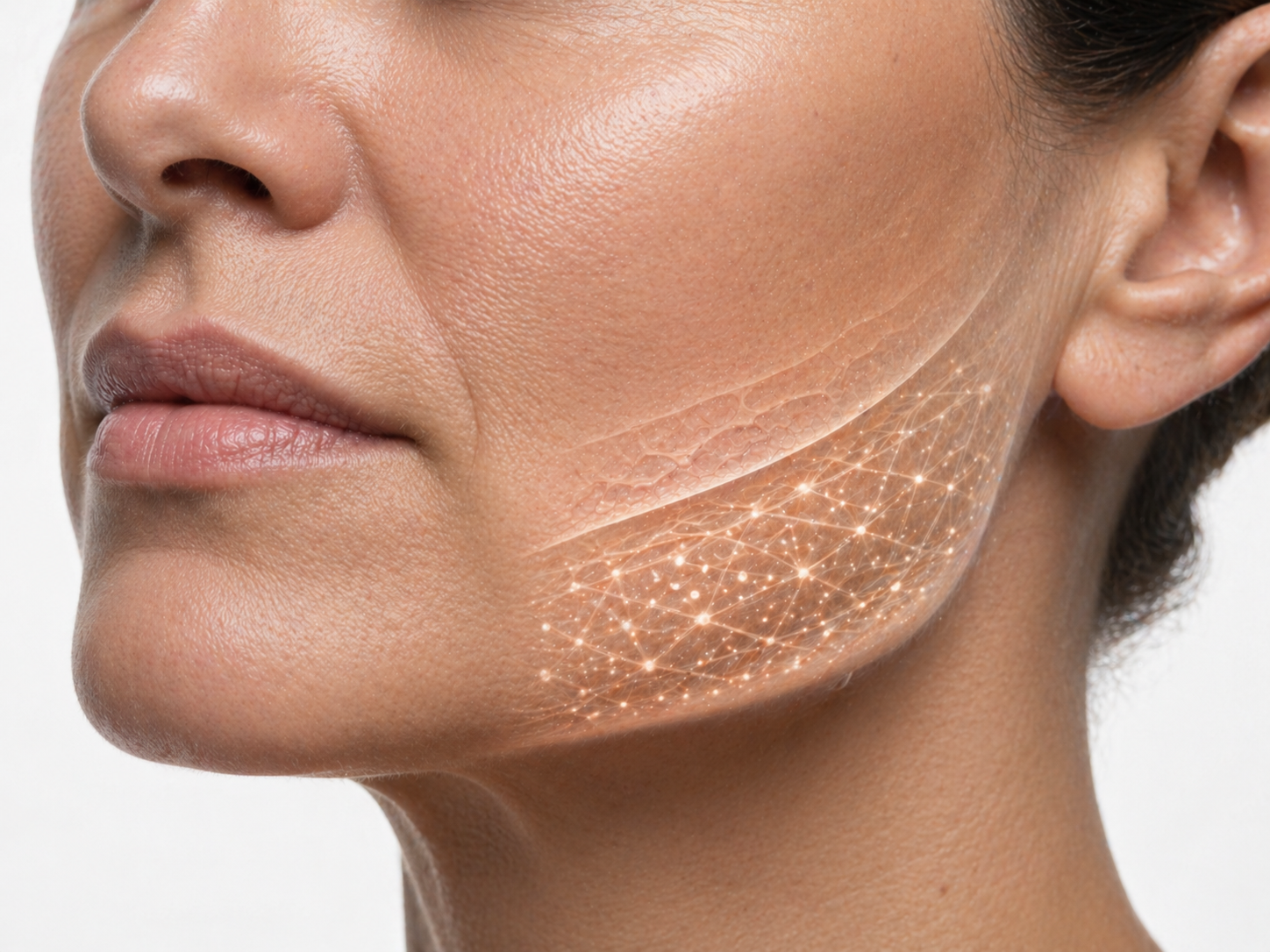 Editorial diagram explaining how Radiesse stimulates collagen production in the skin