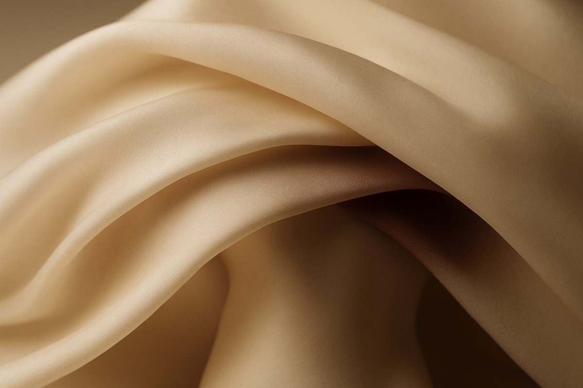 Layers of cream silk draped over a sculptural form, an abstract image of how underlying structure supports the surface above it